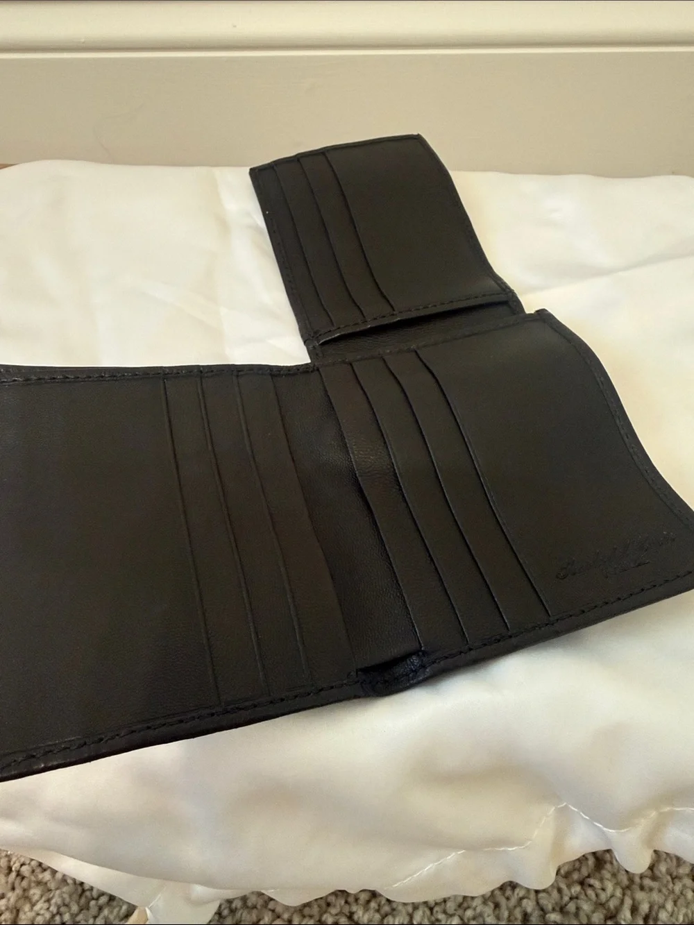 Black Leather Bifold Wallet with Multiple Card Slots